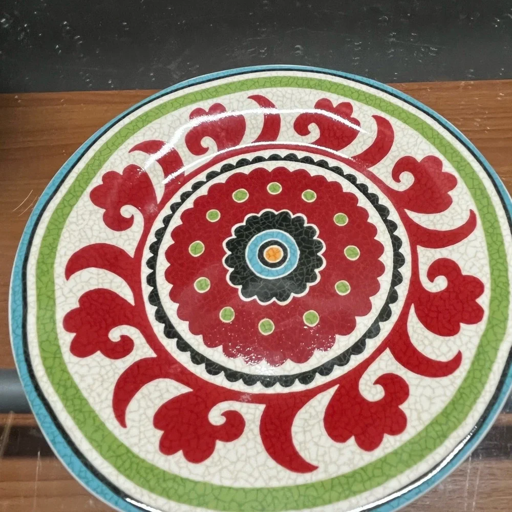 Pier 1 Multicolor Ceramic Bowl and Saucer Set